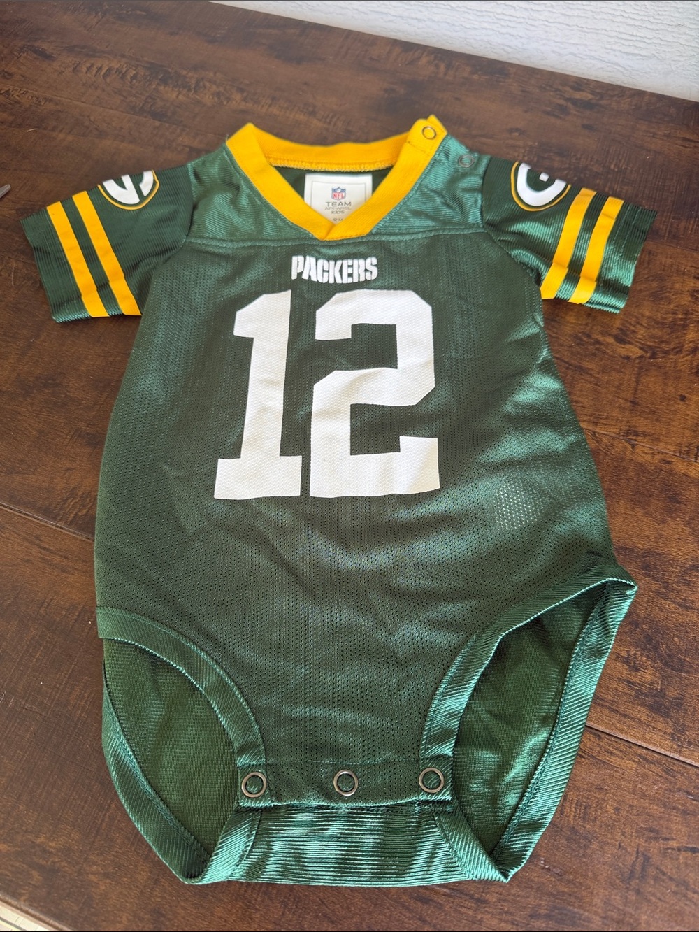 NFL Green and Yellow Packers #12 Infant One-Piece Bodysuit
